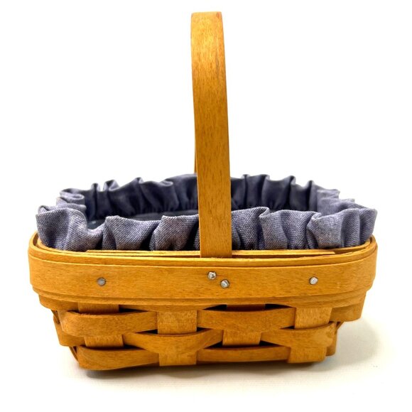 Vintage 2000 Longaberger Small Basket Extra Liner Chambray Yellow w/ Protector - Picture 2 of 11